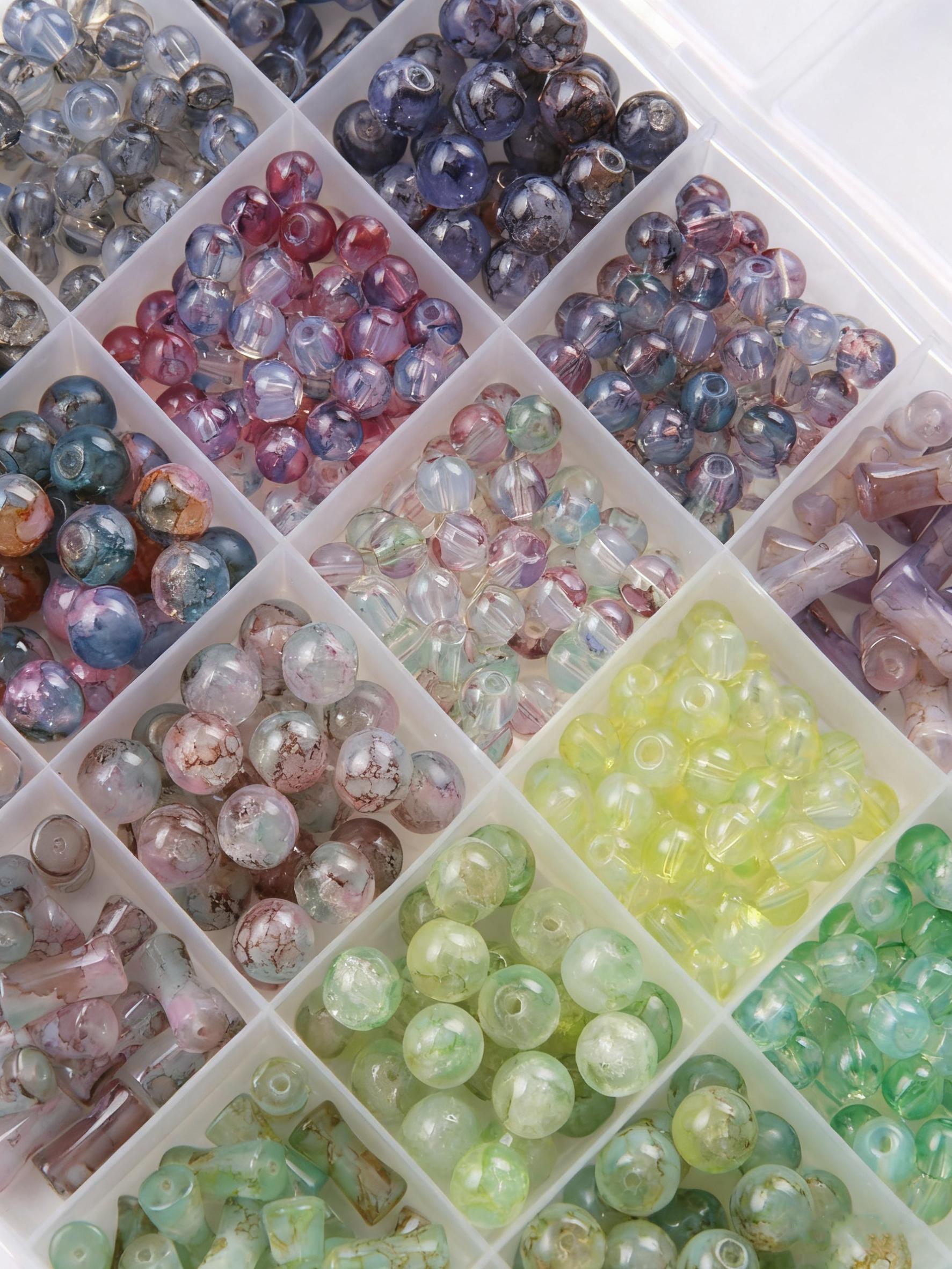 700+ Pcs Assorted Colorful Glass Beads, Unique Patterns for Jewelry Making, Perfect for DIY Crafts & Enthusiasts, Beads Set