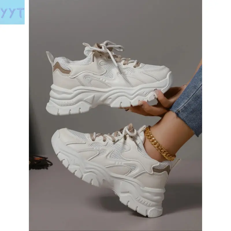 YYT1 Women's Lace Up Platform Sneakers, Mesh Casual Sneakers, Footwear Sneakers, Casual Comfortable Shoes Daily Wear, Casual Walking Sneakers, Lightweight Sneakers, Trendy Walking Sneaker, Fashion Sneakers