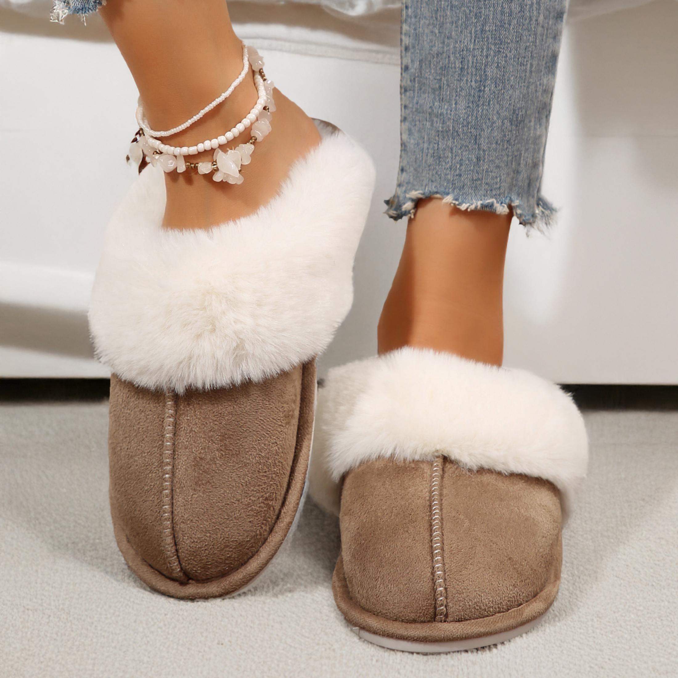 Women's Slippers Light Warm Slip-on Bedroom House Shoes Suede Cozy Plush Breathable Indoor Outdoor Springfresh