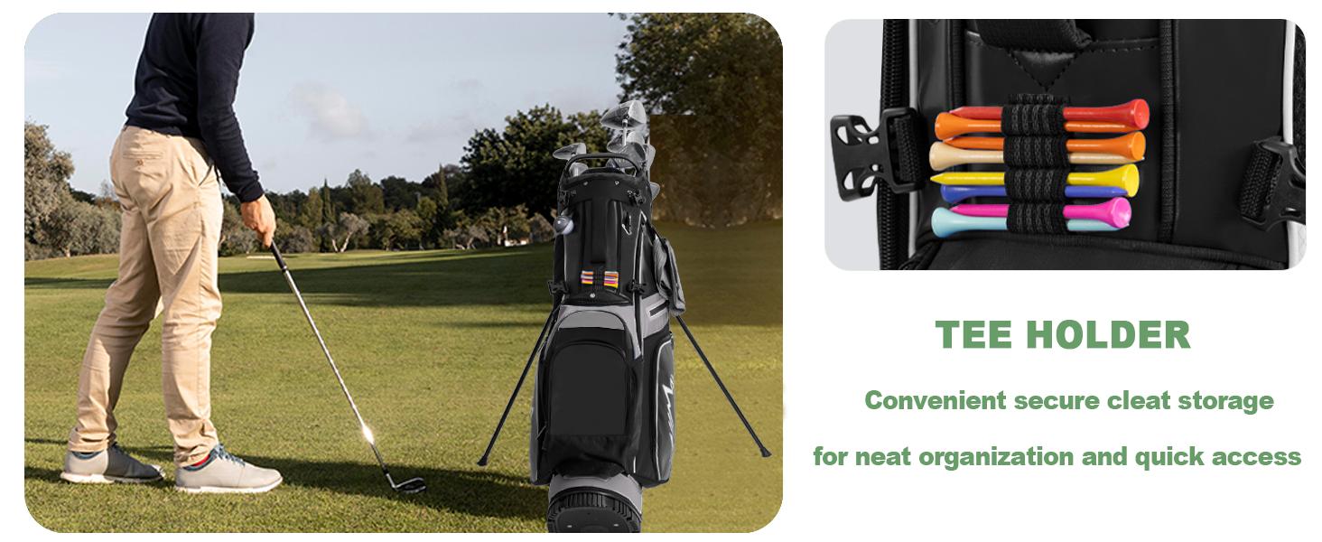 14-Way Golf Stand Bag, Premium Lightweight Golf Bag with Full-Length Dividers, Interchangeable PE-Padded Straps & Stabilizing Kickstand - Plush-Lined Top with Waterproof Cover