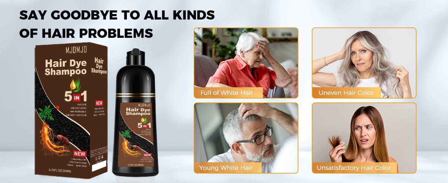 5 in 1 Red Wine Hair Color Shampoo,Quick Acting Hair Dye,New Portable Mini,Experience Pack,200 ML,Effectively Cover Gray Hair,With Ginger And Ginseng Extracts,Suitable for all Both Male And Female,Easy to carry,Haircare Unisex Formula