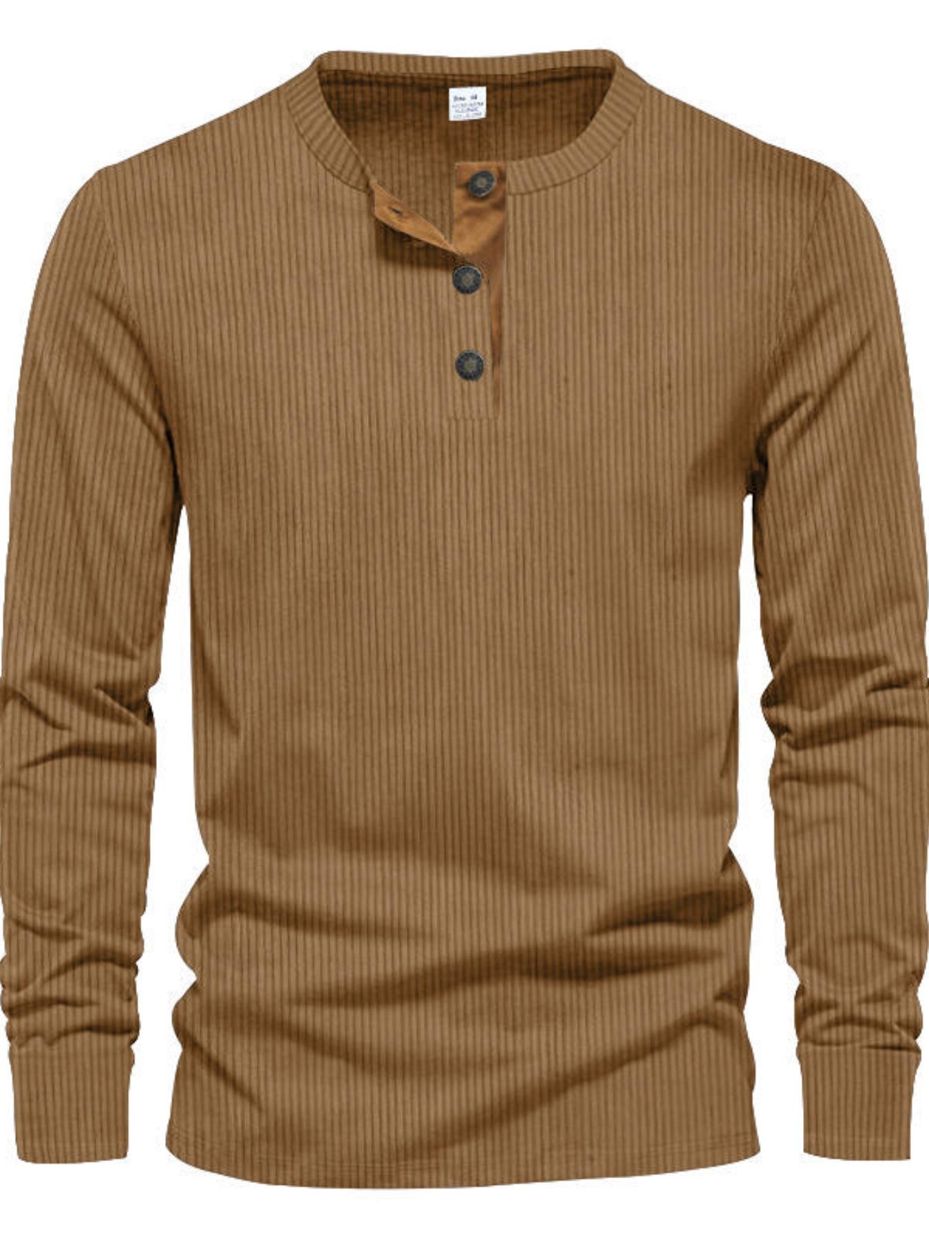 Men's Vertical Striped Textured Long Sleeves with A Contrasting Placket,solid Color Vertical Striped Texture,can Be Worn Alone and Layered,suitable for Casual Light Business and Other Scenarios, Classic, Menswear