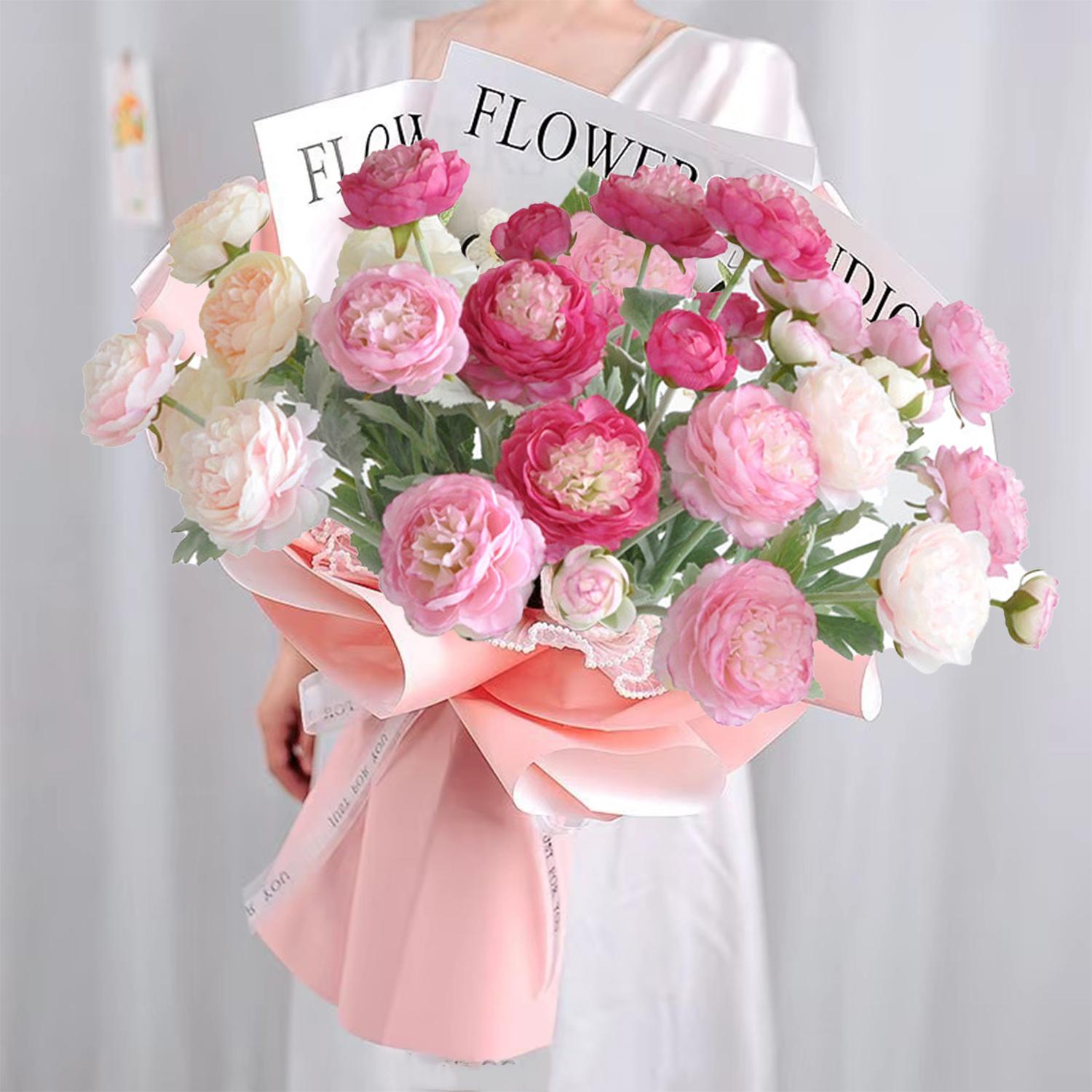 Molilito Peony Bouquet — 20 Stems (≈60 Heads), 50 cm, Bendable Stems for Wedding & Home Décor (Vase Not Included)