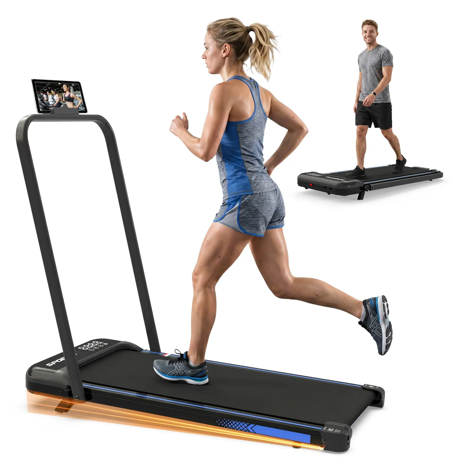 Nokaa 3-in-1 Under Desk Treadmill with Incline, Foldable Walking Pad with Handle Bar for Home Office, 2.5 HP Quiet Motor, 0.6-6.2 MPH, 9% Adjustable Incline, LED Display, Remote Control, 265 lbs Capacity, Black