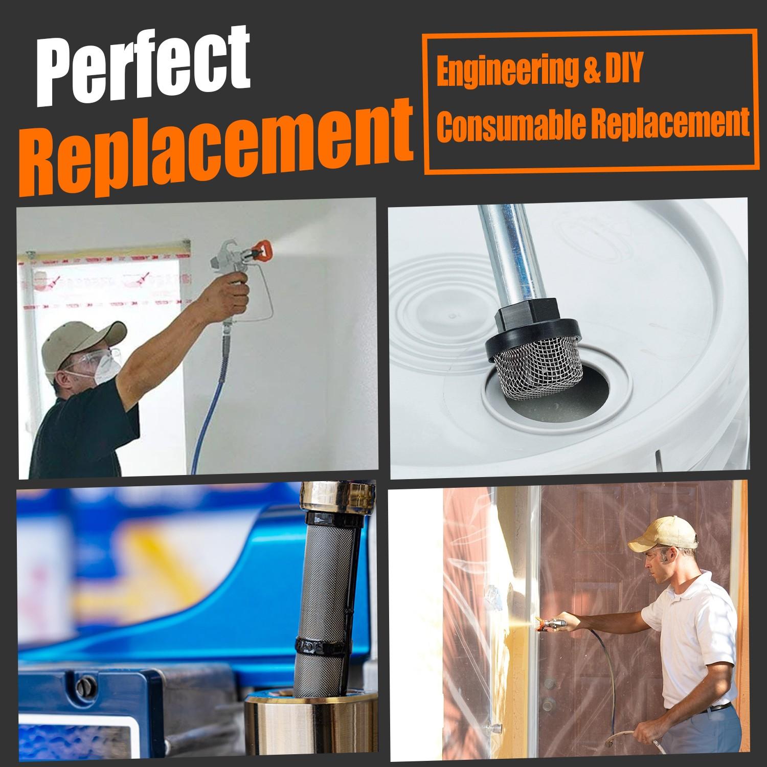 246385 246384 287032 Filter Set for Graco 390 395 490 495 595 3400 Sprayer – Stainless Steel Paint Sprayer Replacement Filters for Pump, Gun & Suction Tube