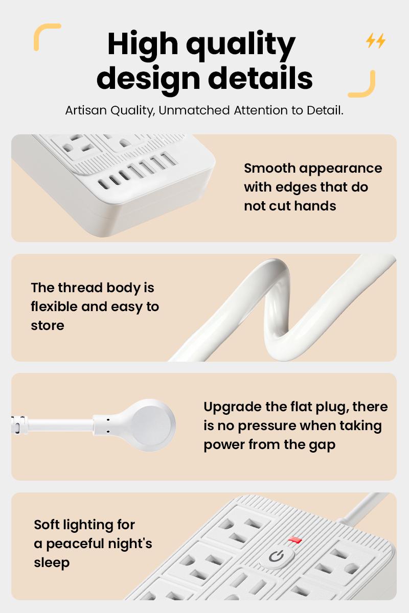 15-in-1 Power Strip with Switch & Surge ProtectionMultifunctional surge protector with 8AC Outlets 4 USB & 3Type-C USB Ports Socket for Office Home and Travel WallOutlet Extender Power Socket Expander electrica loutlet