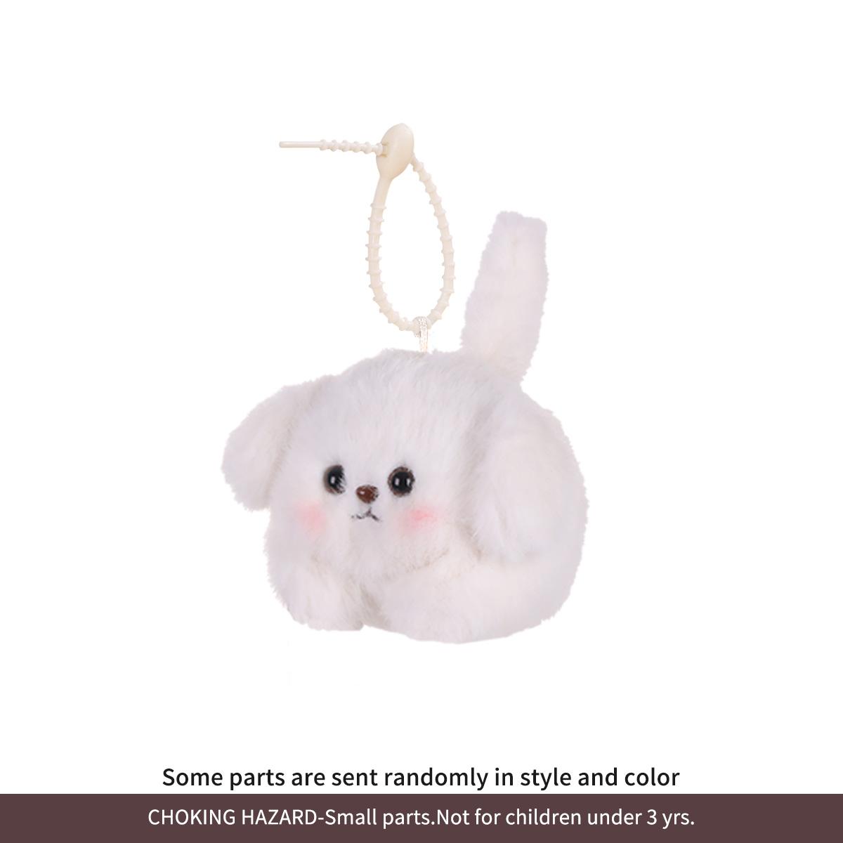 Plush Dog Keychain with Tail Wiggling Sound, Cute Bag Accessory Stress Relief Toy, Pull String Interactive Pet Gift