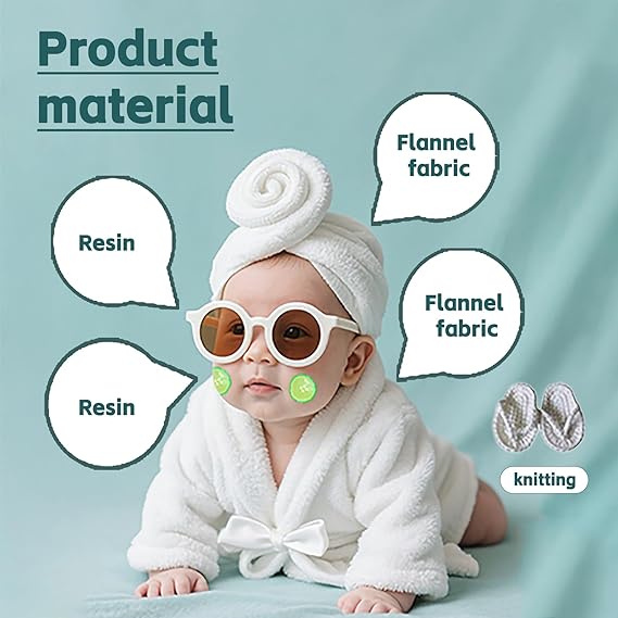 Newborn Photography Props Bathrobe Outfits Girl Baby Robe Bath Towel Costume Sets 0-4Months(Pink)