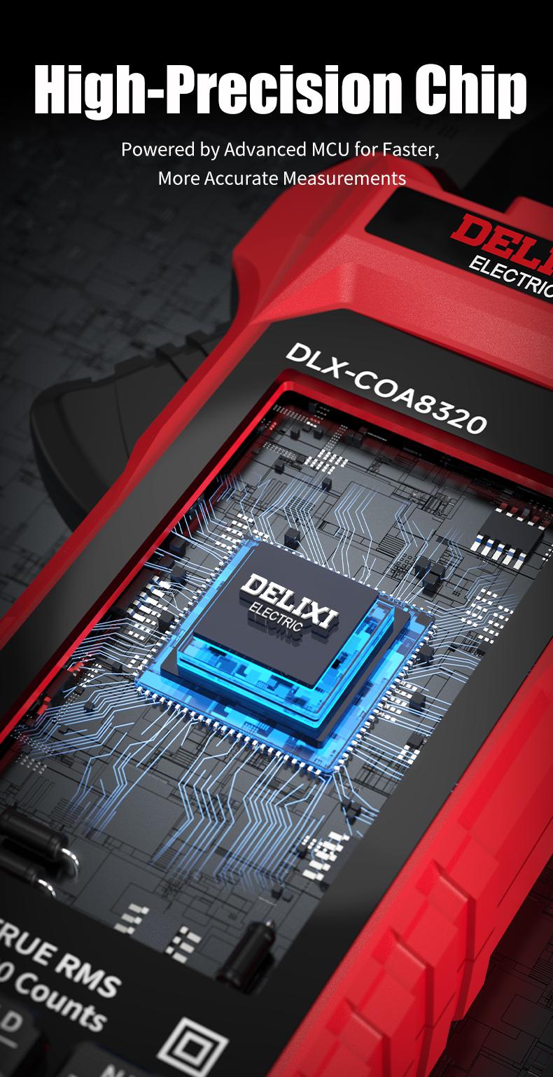 DELIXI Electric Clamp Meter Multimeter 6000 Count Auto-Ranging Voltage Tester, DLX-COA8320 AC/DC Voltage & AC Current, Non-Contact Voltage Testing, Temperature Continuity Resistance Diode Measurement Meter with Storage Bag DELIXI Electric Clamp Meter Multimeter 6000 Count Auto-Ranging Voltage Tester, DLX-COA8320 AC/DC Voltage & AC Current, Non-Contact Voltage Testing, Temperature Continuity Resistance Diode Measurement Meter with Storage Bag