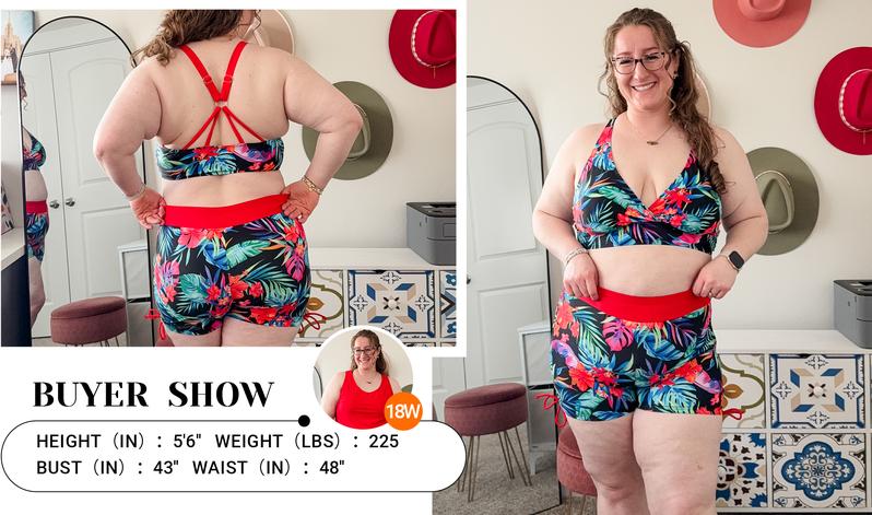 Holipick Women Three Piece Plus Size Tankini Swimsuits Tummy Control Bathing Suits with Sports Bra with Boy Shorts