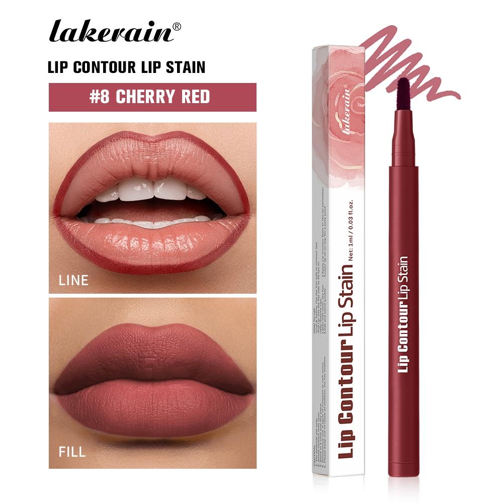 Lakerain 2-in-1 Lip Liner & Lip Stain, Waterproof High-Pigment Smudge-Proof Lip Tint, Non-Drying Formula for Precise Definition & Gradient Matte Looks, Travel-Friendly with 8 Shades for All Skin Tones
