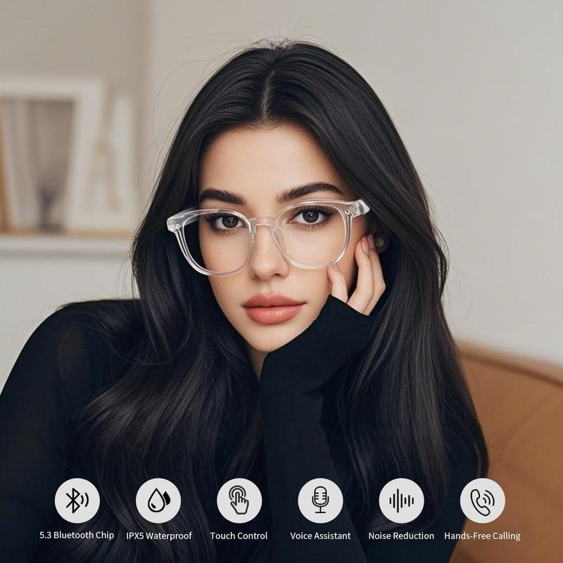 Qrd Smart Wireless Bluetooth-compatible Glasses, Fashionable Open-Air Audio, Touch Control Music & Calls, Multi-Function Eyewear