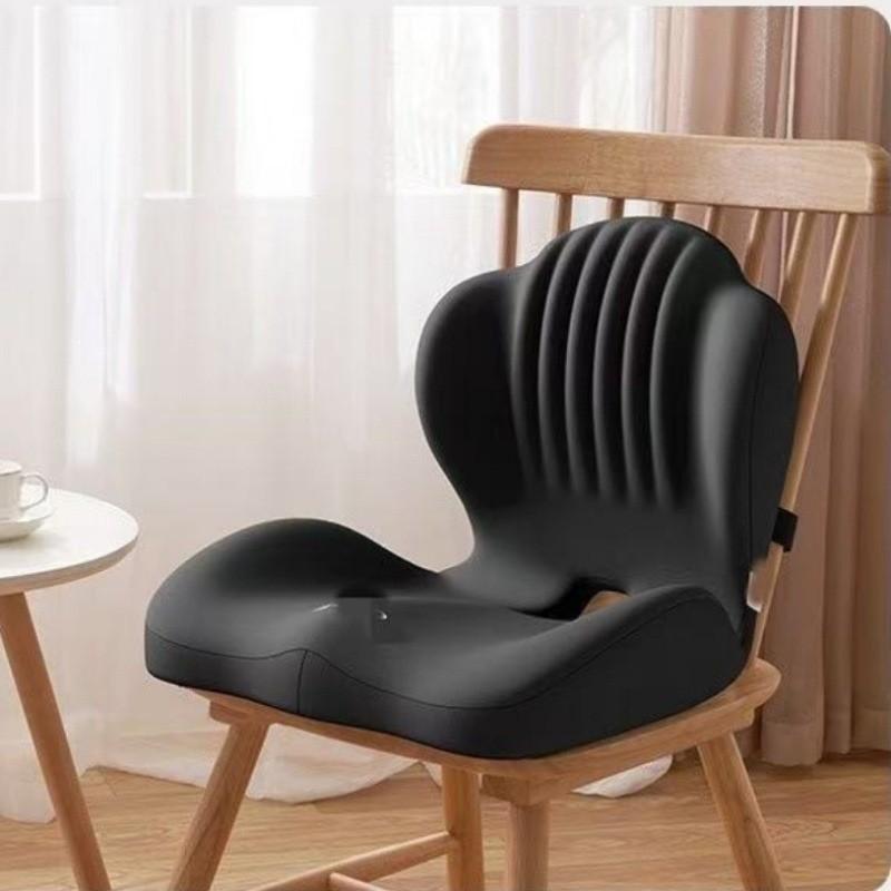 Ergonomic Memory Foam Padded Seat Cushion with Back Support, Tailbone Relief and Lumbar Pillow, Office, Car, Gaming, Wheelchair, Detachable Cover, Medium Firmness