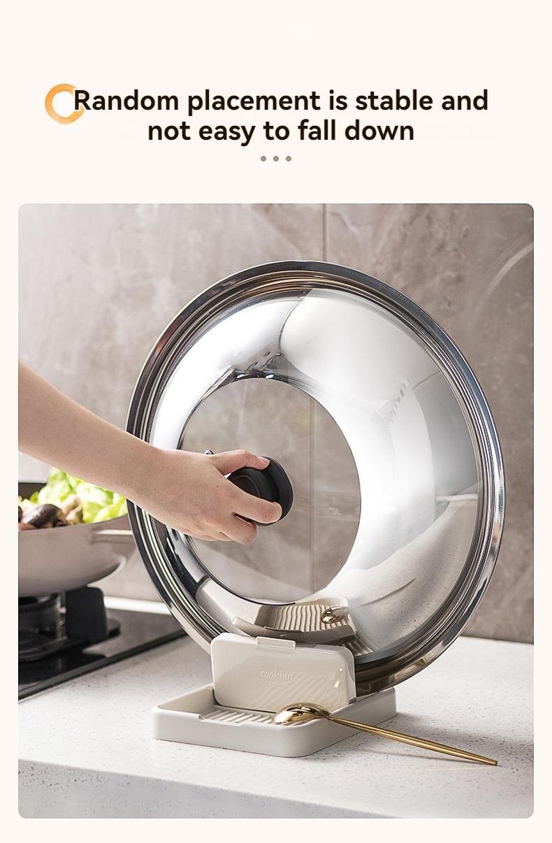 2pcs Multi-Functional Home Kitchen Pot Lid Rack, Cutting Board Holder, Knife Fork Storage Stand, Dustproof Draining Organizer Kitchenware