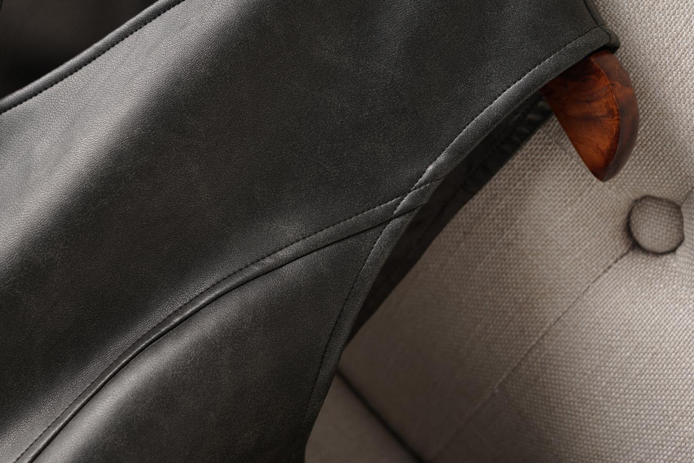 Women's Solid Color Button Front Pu Leather Vest, Fashion Casual V Neck Outerwear for Work Office Business, Ladies Spring & Fall Clothes