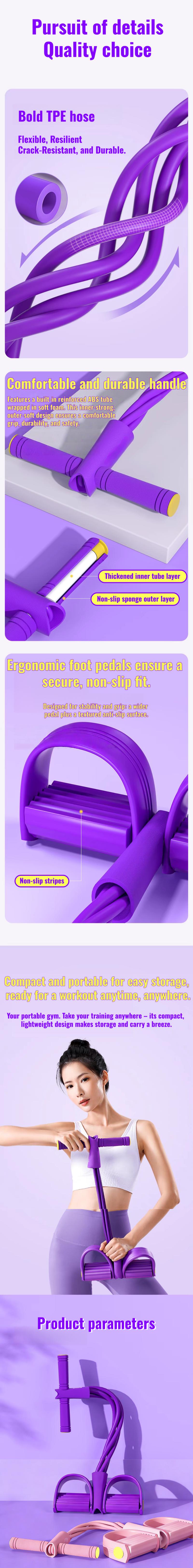 Multifunction Pedal Resistance Trainer with 6 Tubes – Stronger Resistance for Effective Training, Portable Foot Pedal Exerciser for Full-Body Home Workout, Stretching & Fitness Training, exercise belly and arm fat, exercise vest line