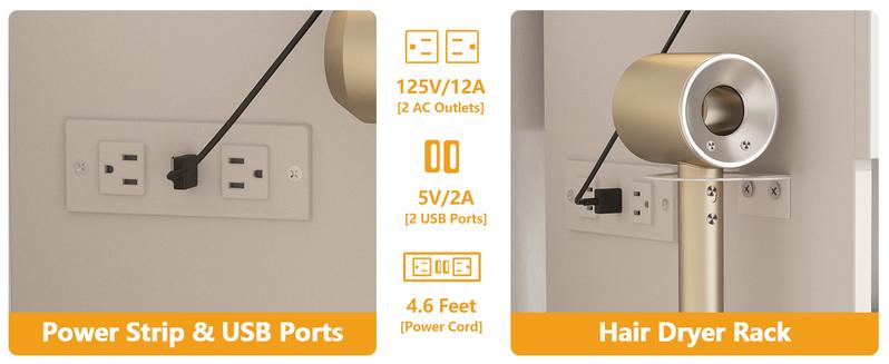 Vabches Vanity Desk Large Vanity Table With Glass Top And Lots Storage