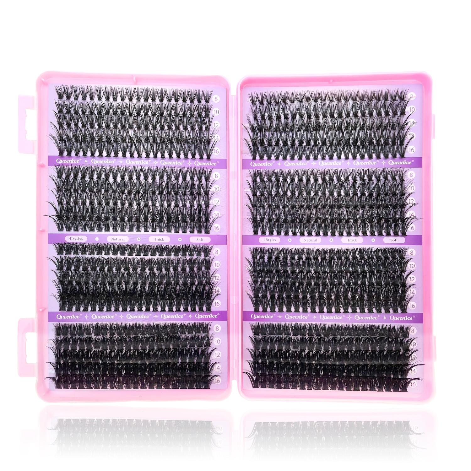 Self Adhesive Individual Lash Extensions D Curl 30D-150D Fluffy Cluster Lashes, Reusable Thick Natural 8-16mm Mixed, Dramatic Look for Party Wedding Daily Music Festival Women Gift
