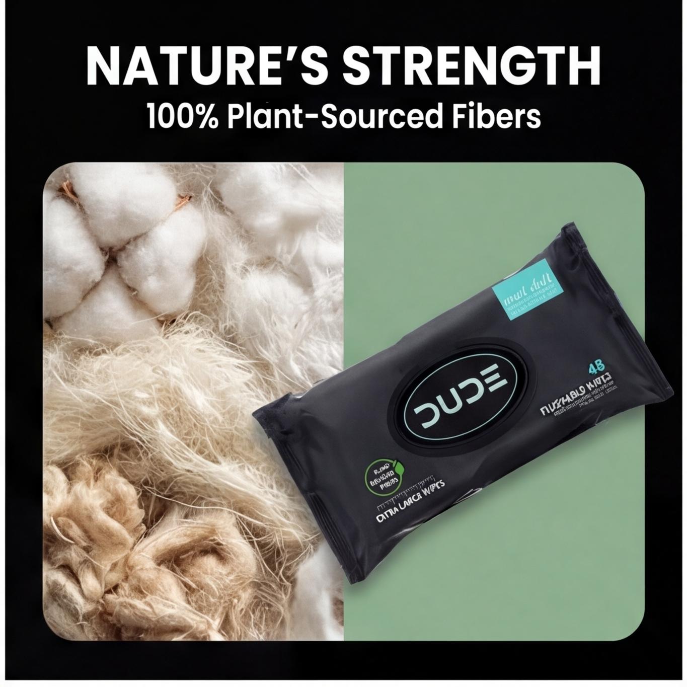 48 Pcs Biodegradable Flushable Wet Wipes, Plant-Based No Plastic, Mint Tea Tree Oil Antibacterial, Large Size, Universal Toilet Use