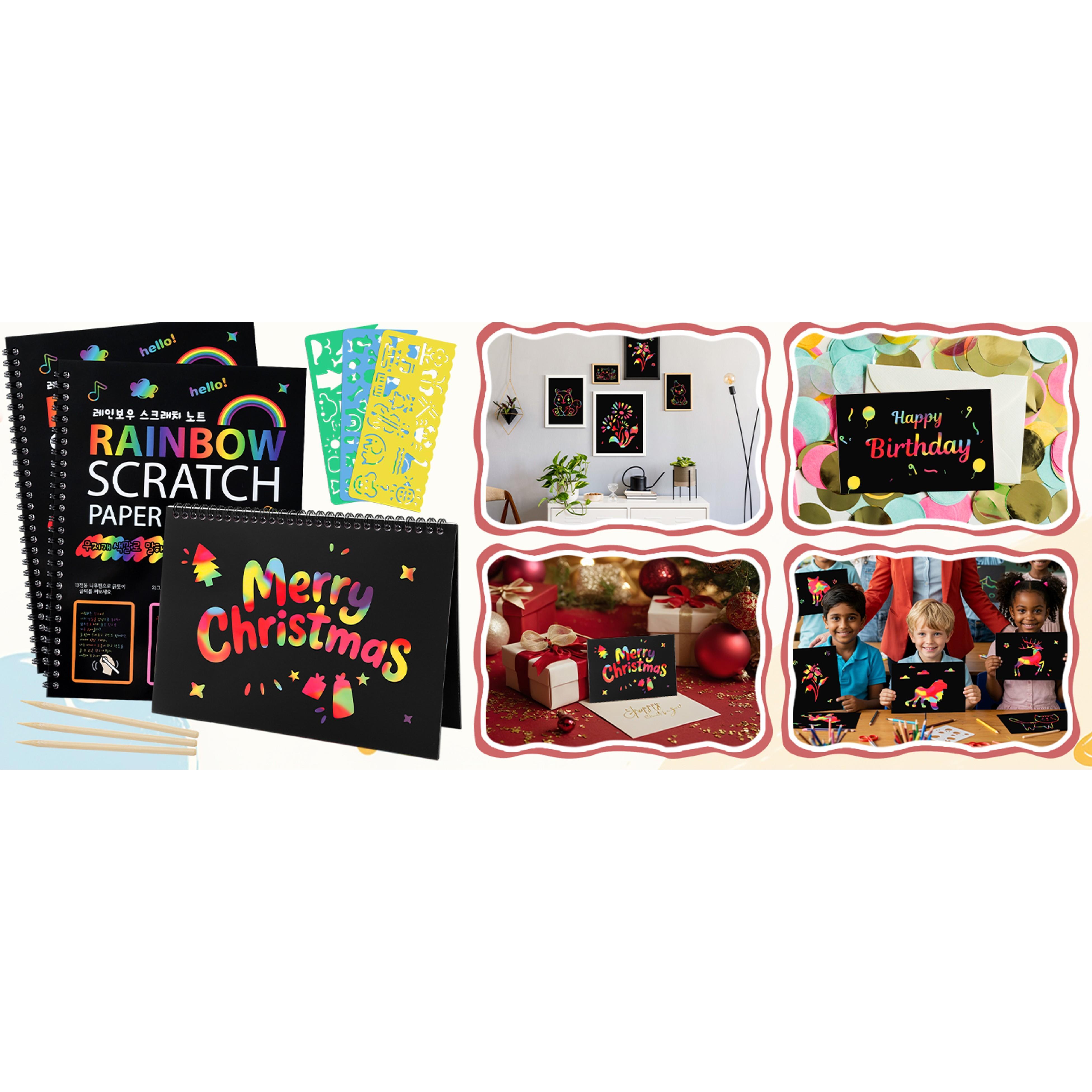 3 Packs Rainbow Scratch Art, Scratch Notebook Scratch Paper Art Gifts for Kids DIY Craft Birthday Party Games Classroom Easter Gifts for Kidsfidget toys