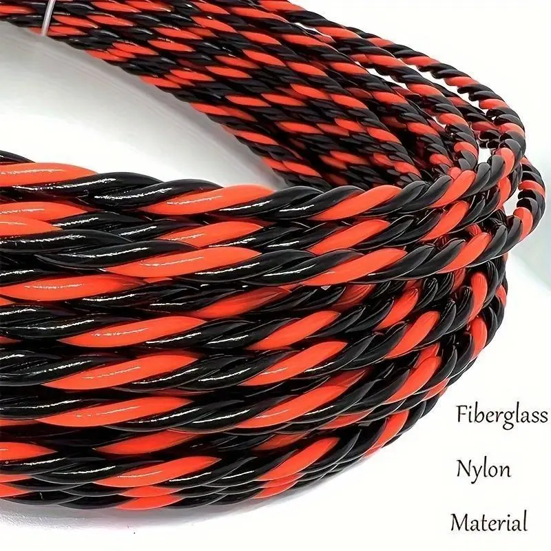 Electrician Fish Tape Cable Puller, Solid Steel Non-Braided Wire Threader, Durable Metal Connector, Flexible Guide Head, Conduit Wiring Tool