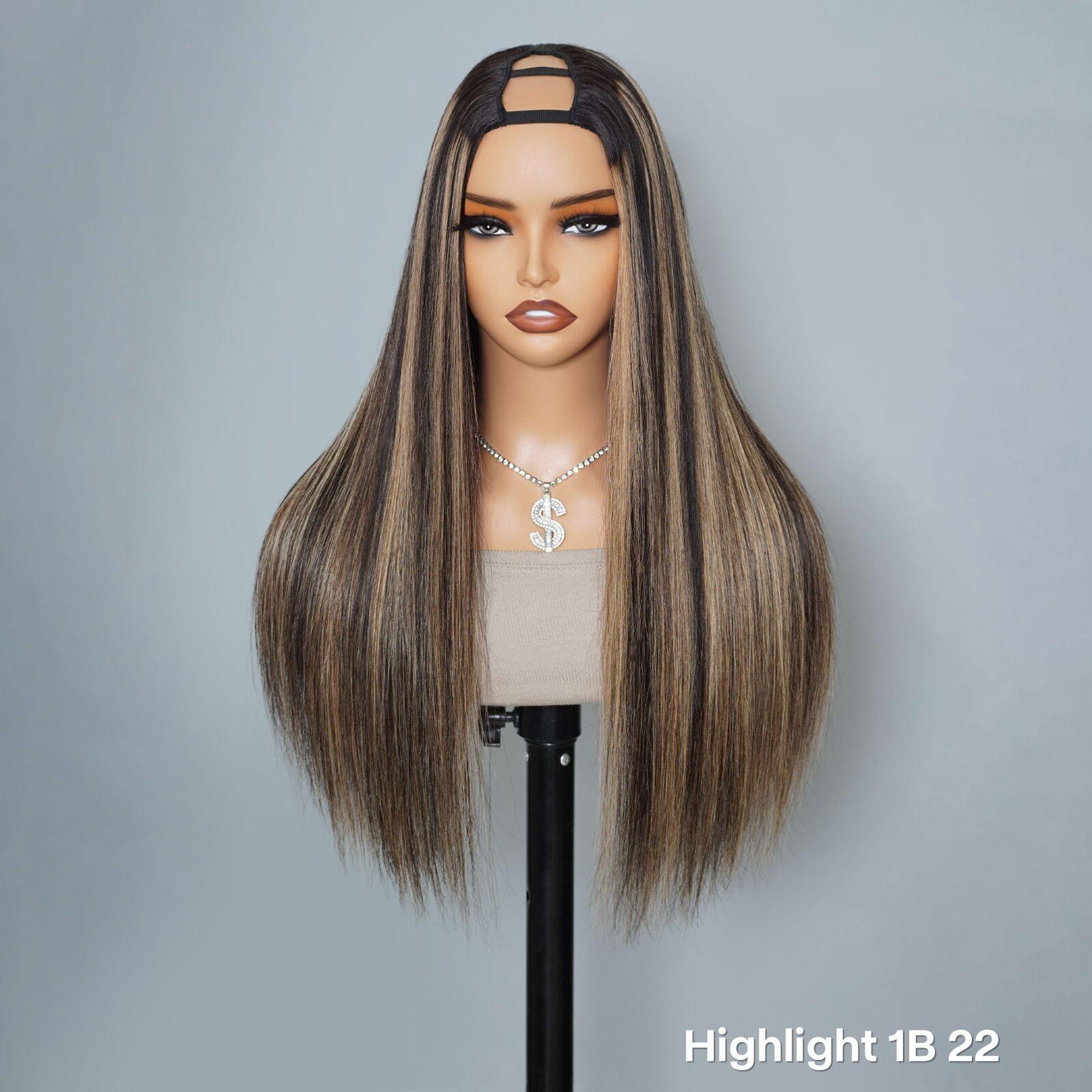 Mscoco Layered Body U Part Human Hair Wig Yaki Straight & Straight Affordable U Part Human Hair Wigs Premium Quality Highlight 1B 22 And 1B 2 30 U Part Wig