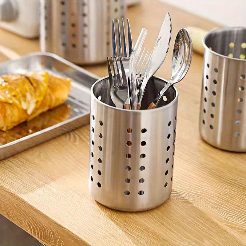 Stainless Steel Utensil Organizer Caddy - Multipurpose Kitchen Storage for Chopsticks, Spoons, Forks, Knives - Food-Safe, Rust-Resistant, Easy-to-Clean, Space-Saving Cutlery Holder for Home, Commercial, and Restaurant Use