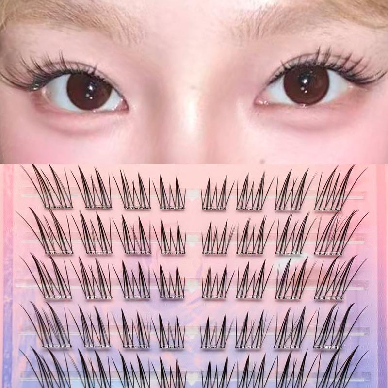 Natural Dense Long Tail False Eyelashes, Cross Style C Curl Patch, 10-12mm Thickness, Flammable Liquid Free, Ca Prop 65 Compliant