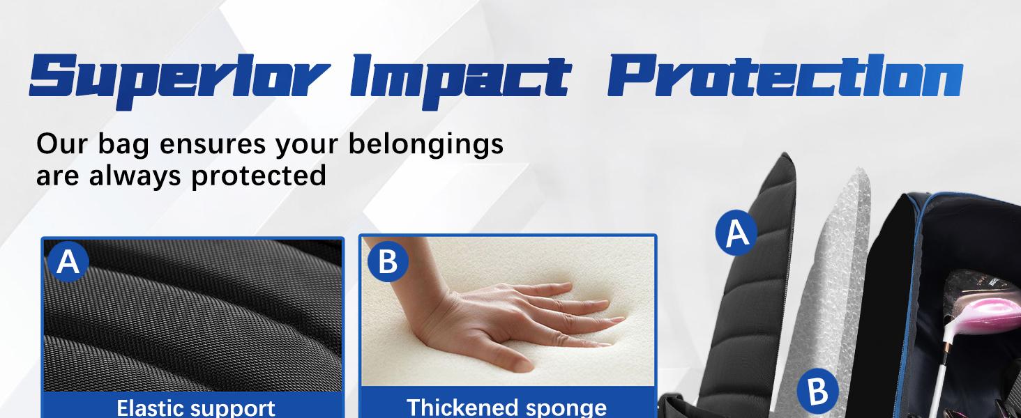 UNIHIMAL Soft-Sided Golf Travel Bag Cover with Wheels, 1680D Material with Padded Head and Leather Accents, Foldable Travel Golf Bags for Airlines