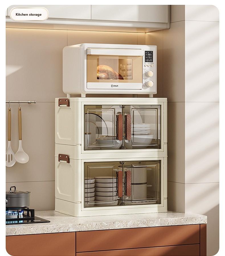 4/5/6 layer hot sale folding storage cabinet transparent black multi-layer with cabinet door locker toy snack finishing box bookshelf wardrobe Storage Drawer