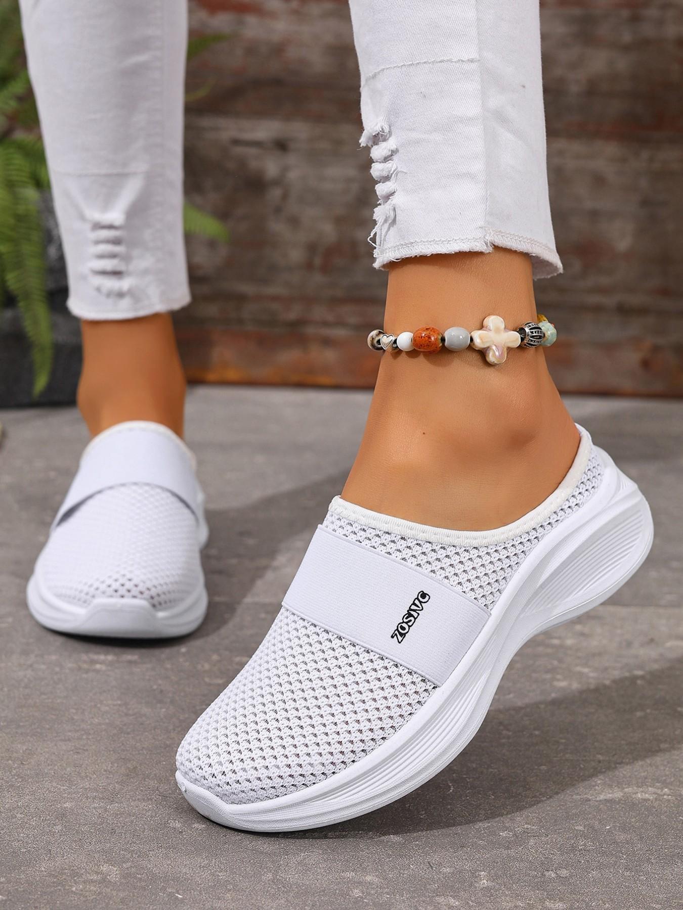 Women's Casual Sports Shoes, One-Click Slip-On, Spring Summer Beach Vacation Travel, Breathable Mesh, Comfortable Fit, Walking Shoes