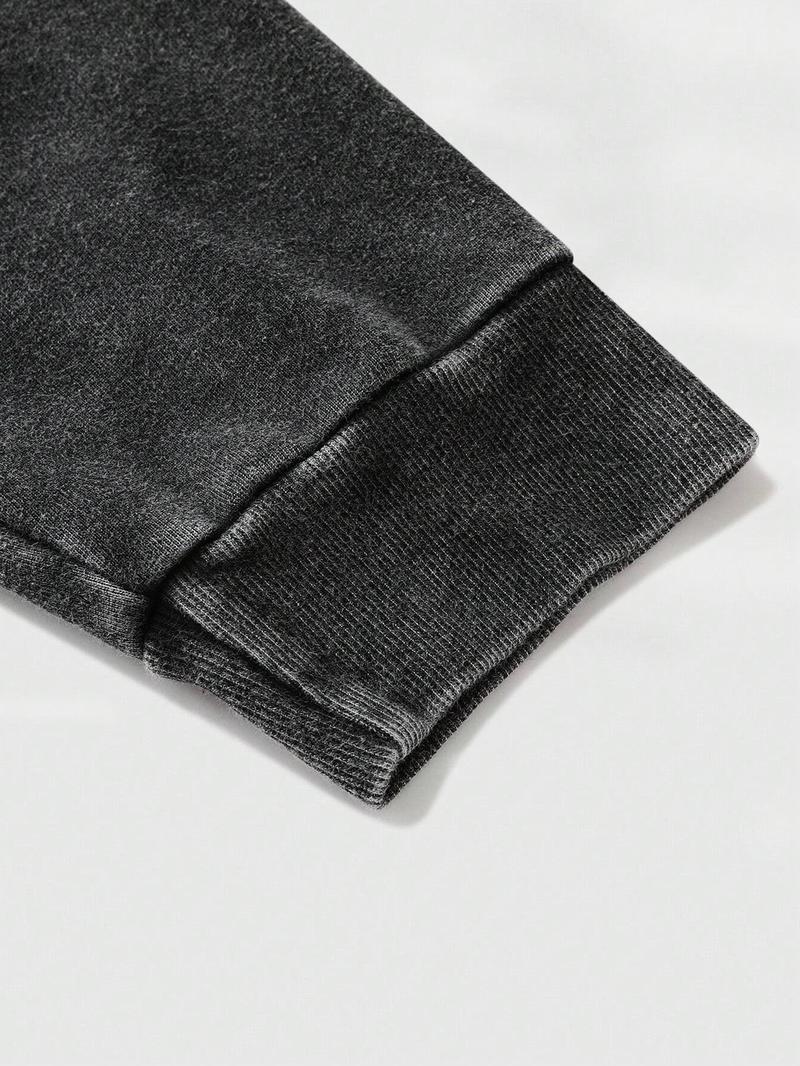 Men's Retro Graphic Hooded Sweatshirt Set, Long Sleeve Fitted Hoodie, Comfortable Casual Wear, Spring & Fall Fashion