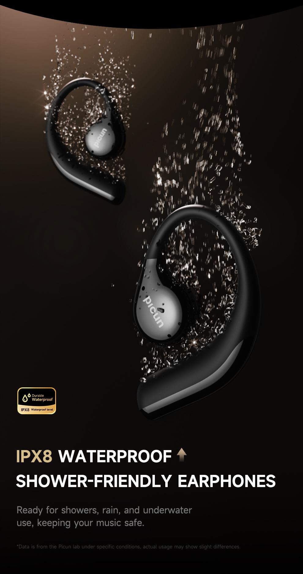 Picun T61 Wireless Bone Conduction Headphones, OWS Open Ear Earbuds with Earhooks, Bluetooth 5.4, Deep Bass, Lightweight & Sturdy, 25Hrs Playtime, IPX6 Waterproof, for Cycling Yoga Gym Workouts