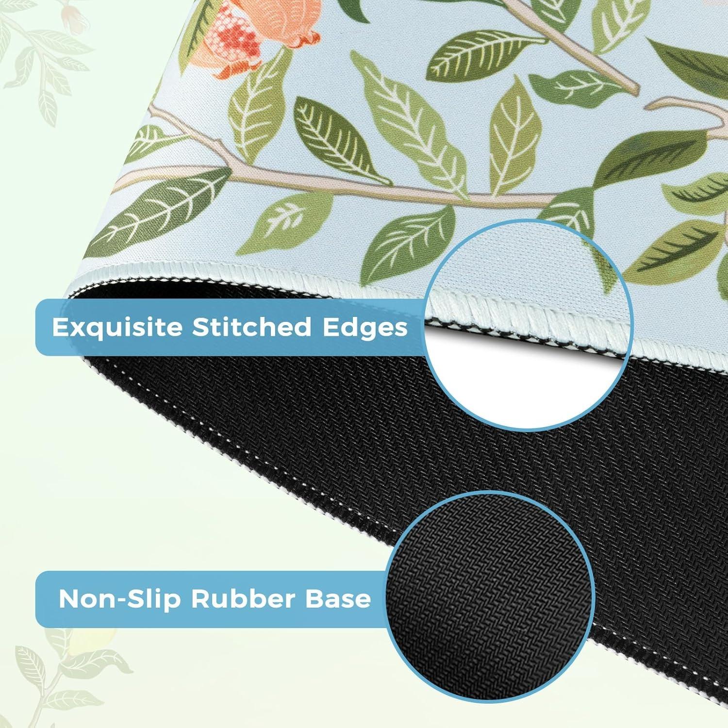 A 190 floral and fruit patterned mouse pad that adds comfort and style to your workspace, with a filling design for better support, the perfect gift for nature lovers and students