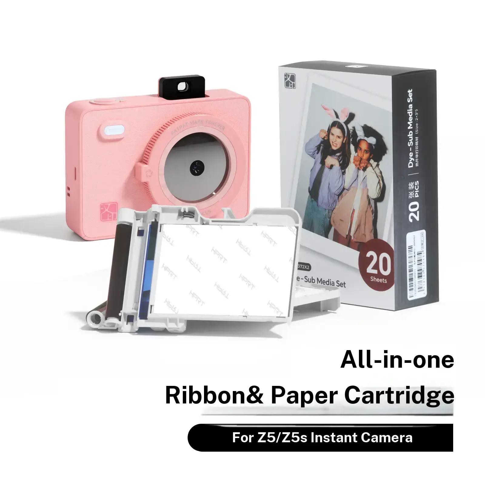 Hanin Z5/Z5s Instant Camera Refill Kit 20 Sheets 2x3 in Glossy Waterproof Printing Film, Compact Dye Sub Ribbon & Paper Cartridge, Photo Film Bag for Wallet, Scrapbook Use, Consumable Only,back to school,back to school haul