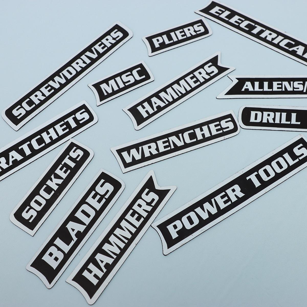 Pack of Magnetic Toolbox Labels Set, Reusable Labels, Practical Tool Box Tags for Home Daily Use, Small Hanging Decorations, Essential Organizing Tools