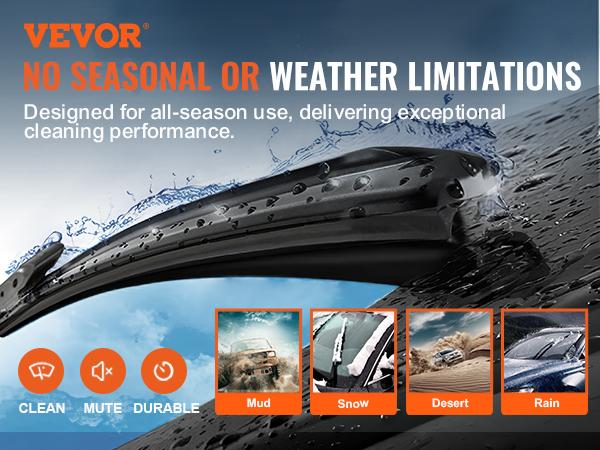 VEVOR 19 Rubber Wiper Blades, 48 cm Universal Replacement Wind Shield Wiper, Low Noise Better Fit, with 4 Different Clips for most Car, Easy Installation