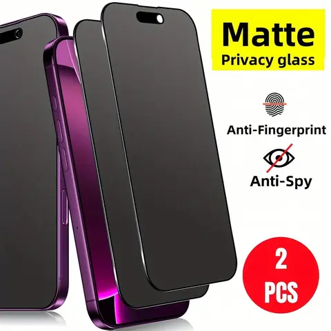 Matte Privacy Tempered Glass Screen Protector for iPhone 16 Pro Max/16 Pro/16 Plus/16/16E/15 Pro Max, 9H Hardness, Anti-Fingerprint, Anti-Spy, Full Coverage, Case-Compatible Smartphone Protection Accessory