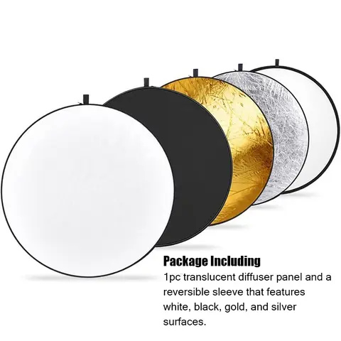 Large Circular 5-in-1 Photography Reflector, Portable Collapsible Light Reflector with Storage Bag for Photo Studio Outdoor Photography, Photography Supplies