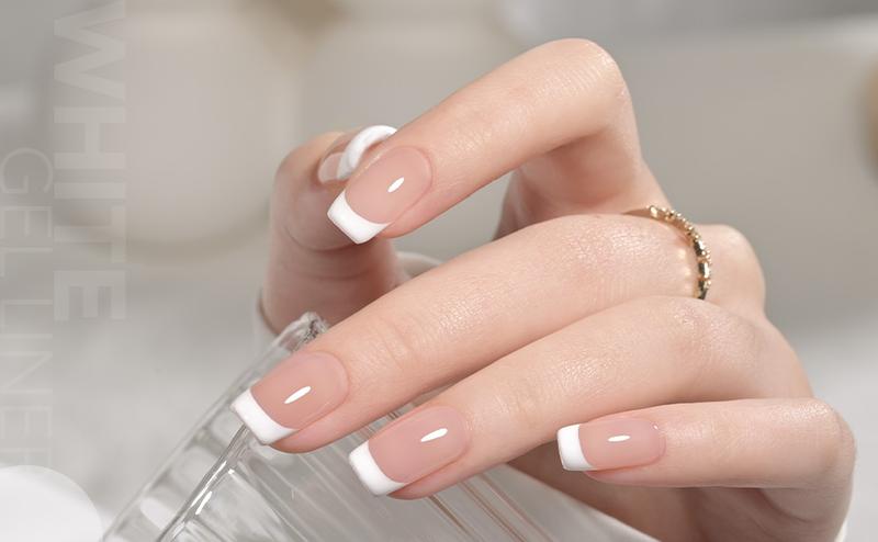 GAOY White Swirl Gel Nail Polish Art Liner, 12ml Classic Colors for Nail Paint Design with Thin Brush DIY French Manicure and Pedicure at Home