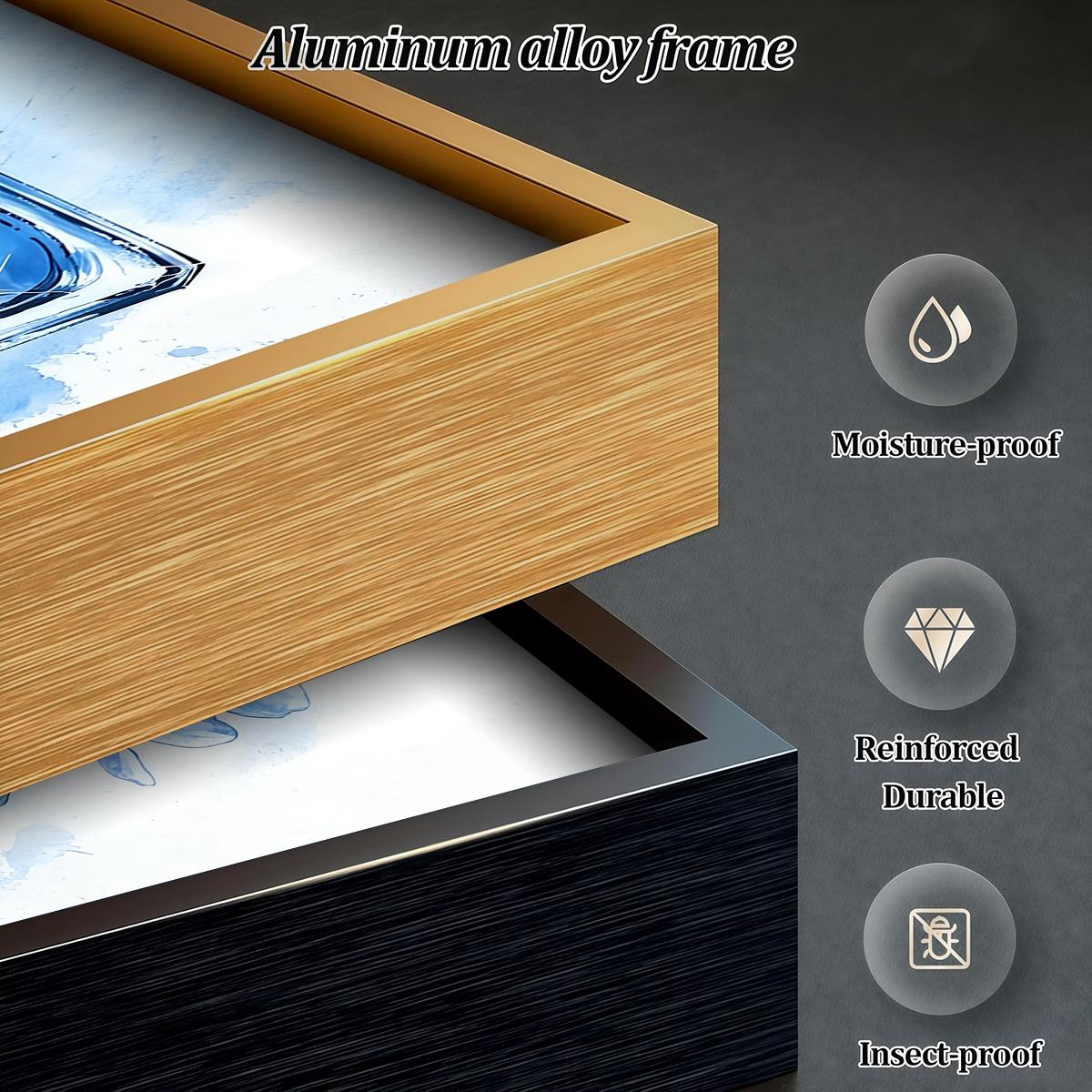 3 Counts Aluminum Alloy Framed Painting, Blue High Heels Perfume And Flowers Illustration, Home Decoration For Living Room, Bedroom, Office, Restaurant, Hallway Wall Decor, Odorless Print Artwork, Luxury Perfect Gift For Friends And Family