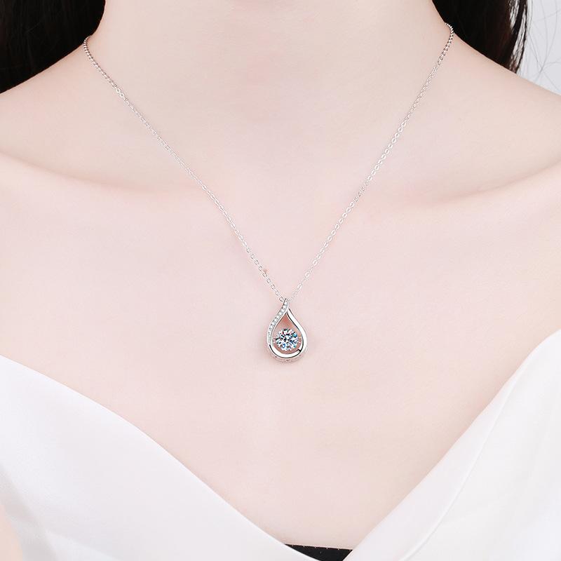 【Moved by love】925 sterling silver The Moving teardrop necklace 1 carat necklace The moving teardrop-shaped necklace shows unforgettable love necklace