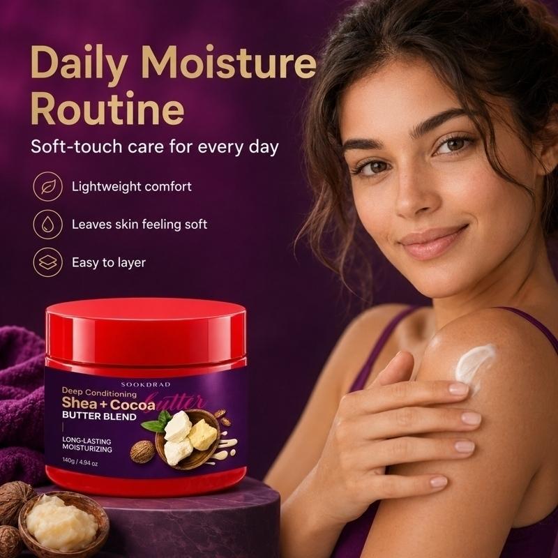 Shea Cocoa Butter Blend, Deep Conditioning, Long Lasting Moisturizing, For All Skin Types, Body Butter, Daily Body Cream, 140g