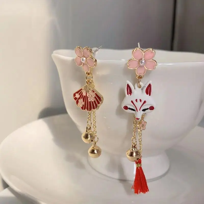 Anime Personalized  Earrings  Japan Cherry Blossoms Fox Fashion Classy Bracelet Cosplay Party  Accessories