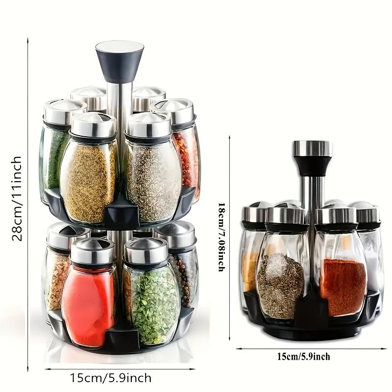 1 set of 6-piece household kitchen storage rotating combination seasoning jar set glass seasoning bottle sorting monosodium glutamate six in one seasoning jar Spice Containers