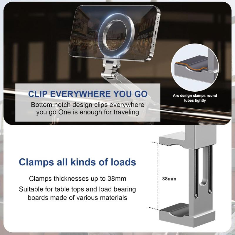 Magnetic Phone Stand - Adjustable Foldable Phone Stand with Strong Magnet, Portable Travel Phone Stand Compatible with iPhone 16/15/14/13/12 Pro, Samsung Galaxy, All Smartphones