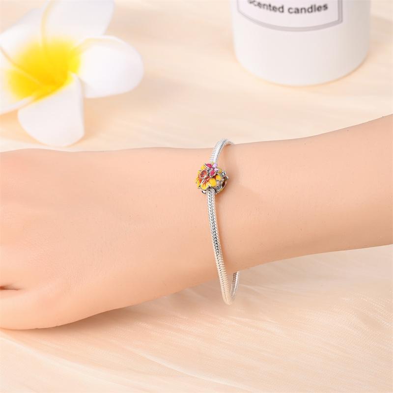New 925 Silver Cute and Beautiful Series Colorful Shining Zircon Lucky Talisman Bead Jewelry Four Leaf Clover Beads Fit Pandora riginal Bracelet DIY Jewelry