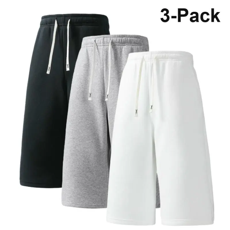 Men's 1/3 Pack Basketball Sweat Shorts, Casual Athletic Workout Bottoms with Elastic Drawstring Waist, Relaxed Fit Summer Shorts for Running, Fitness, Gym Training, Travel, Outdoor Sports and Daily Wear
