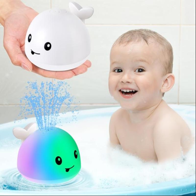 Whale Bath Toy Water Sprayer Glowing Water Play Toy Automatic Color Changing Suitable for 1-3 Years Old Children, Makes Bath Time More Enjoyable dinosaur bath toy