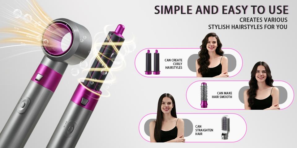 5-In-1 Automatic Curling Hair Dryer, Ceramic Hair Protection, Salon-Level Smooth Styling, Multi-Functional Hot Air Styler